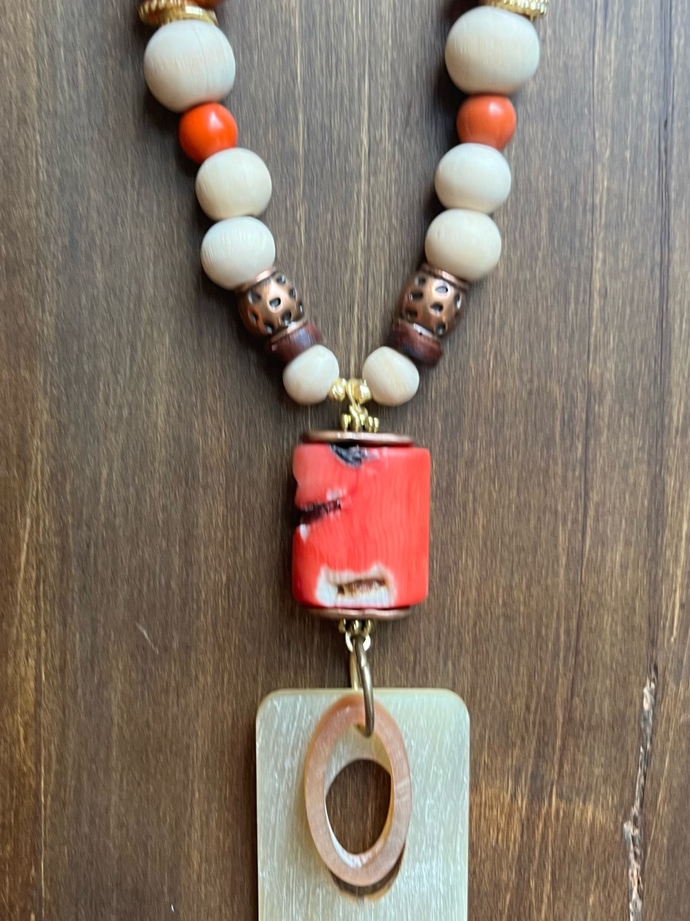 Coral an horn one of a kind necklace